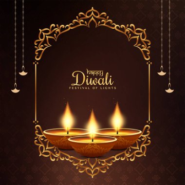 Mutlu Diwali dini festivali arka plan vektörünü selamlıyor