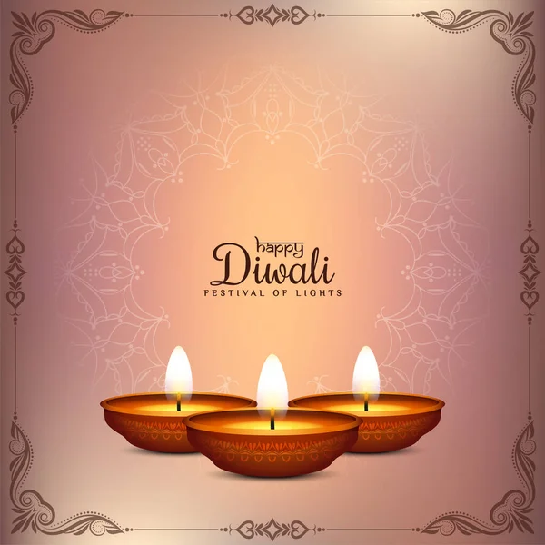 Felice Festival Diwali Saluto Vettore Sfondo Tradizionale — Vettoriale Stock