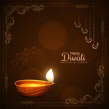 Mutlu Diwali festivalleri çerçeve arka plan vektörü