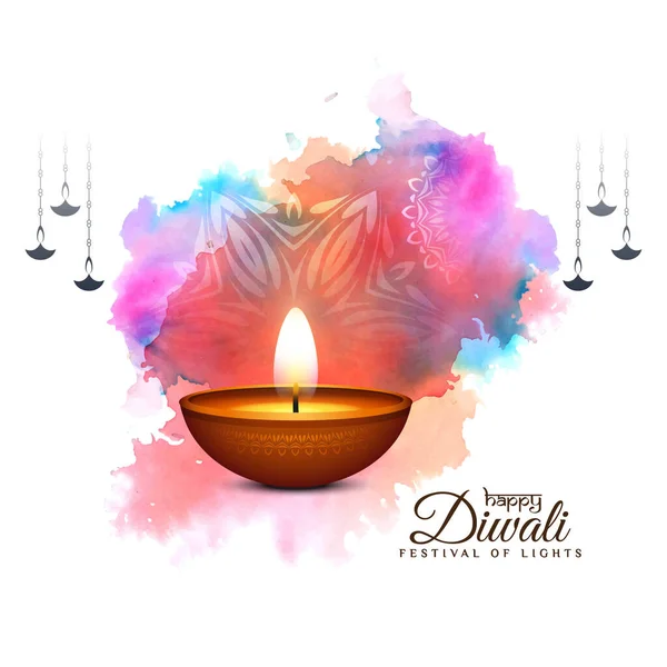 Happy Diwali Festival Colorufl Viering Achtergrond Met Diya Vector — Stockvector