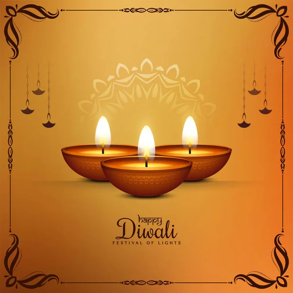 Ilustración Del Fondo Del Festival Happy Diwali Con Vector Lámparas — Archivo Imágenes Vectoriales