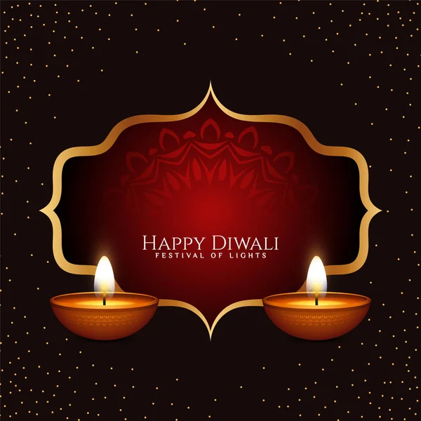 Beautiful Traditional Happy Diwali Festival Background Frame Vector — Stock Vector