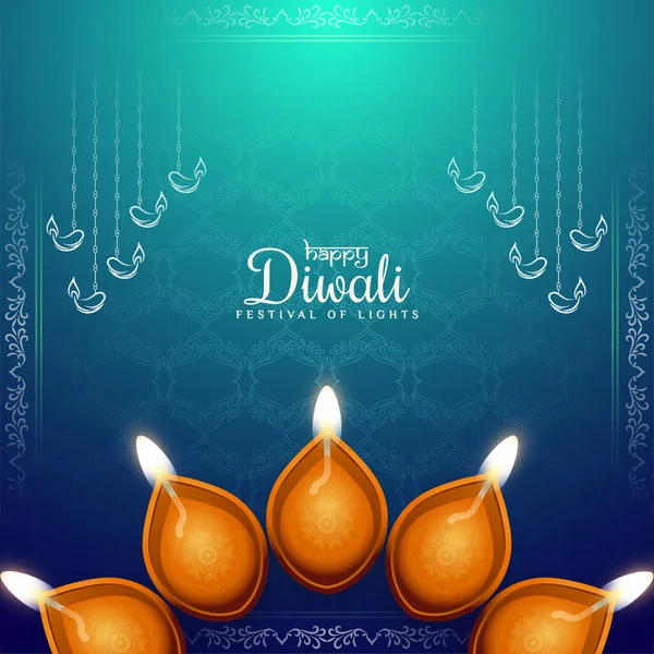 Ethinc Cultural Happy Diwali Festival Saludo Vector Fondo — Archivo Imágenes Vectoriales