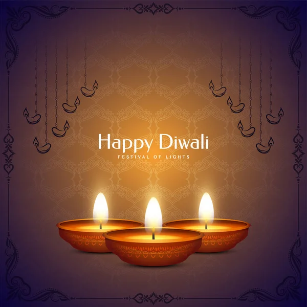 Traditional Happy Diwali Festival Background Lamps Vector — Stock Vector