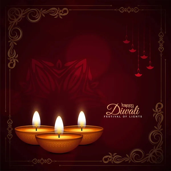 Impresionante Elegante Feliz Festival Diwali Saludo Vector Fondo — Archivo Imágenes Vectoriales