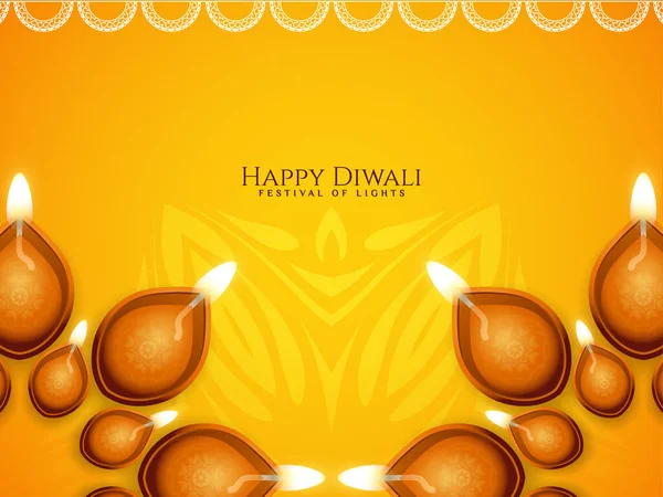 Decorativo Diwali Feliz Festival Indio Saludo Vector Fondo — Archivo Imágenes Vectoriales