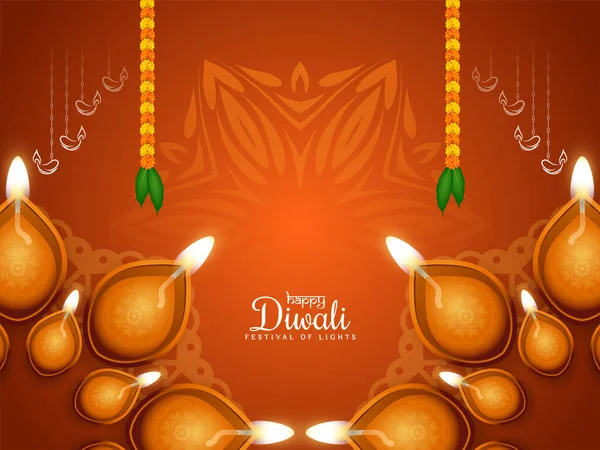 Religieux Happy Diwali Indian Festival Fond Design Vecteur — Image vectorielle