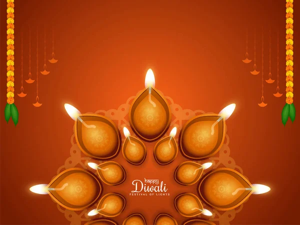 Feliz Festival Indio Diwali Vector Fondo Artístico — Vector de stock