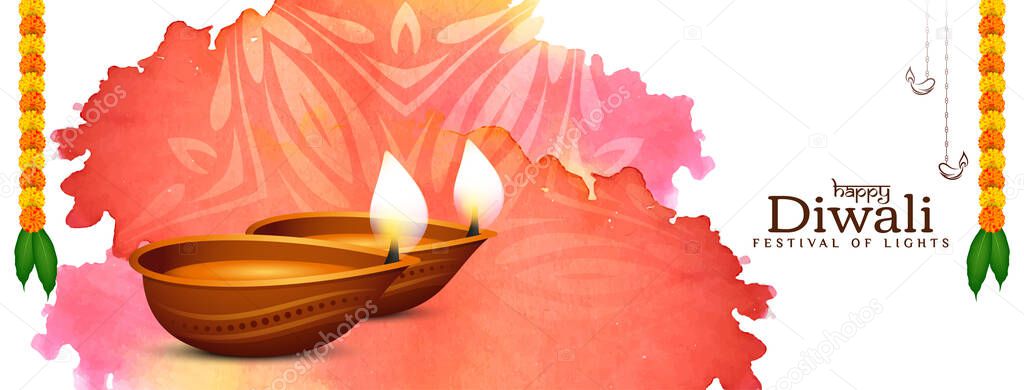 Happy Diwali festival religious banner design vector