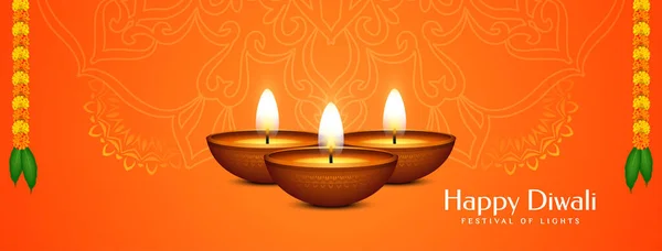 Elegante Schöne Happy Diwali Festival Banner Design Vektor — Stockvektor