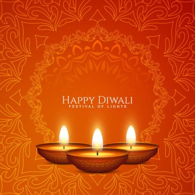 Soyut etnik Happy Diwali festivali arka plan vektörünü selamlıyor