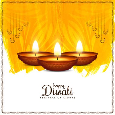 Parlak sarı suluboya Mutlu Diwali Festivali arka plan vektörü