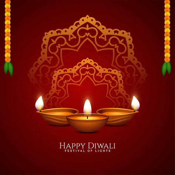快乐的Diwali宗教节日红色背景矢量 — 图库矢量图片