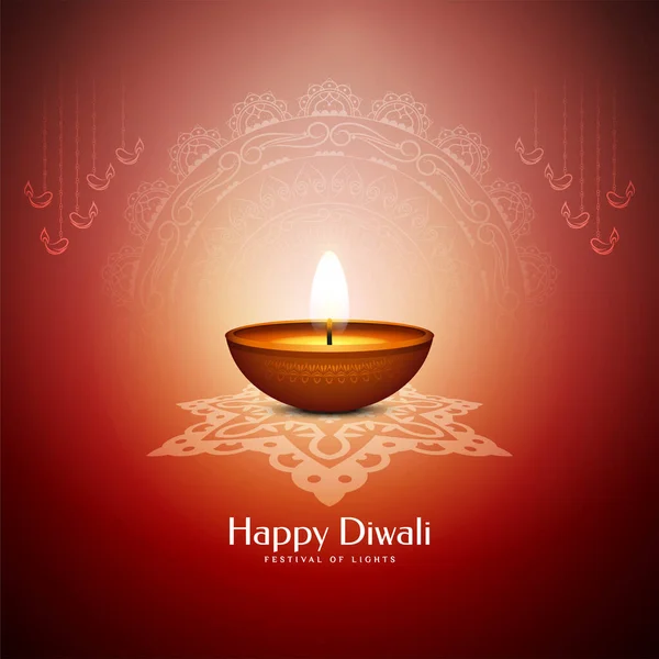 Happy Diwali Festival Gruß Hintergrund Mit Diya Vektor — Stockvektor