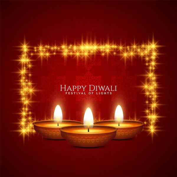 Happy Diwali Tło Festiwal Błyszczącymi Gwiazdami Wektor — Wektor stockowy