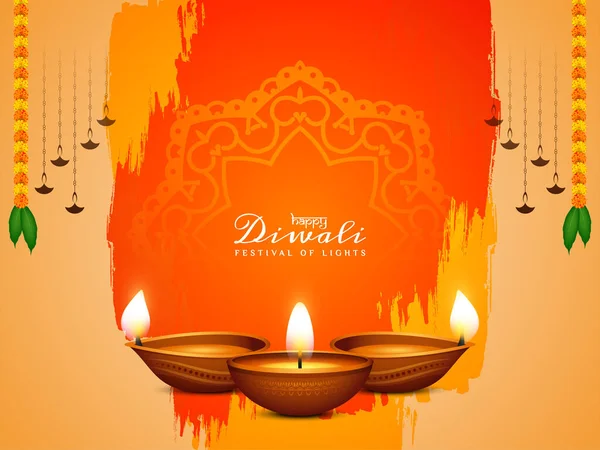 Feliz Festival Indio Diwali Vector Fondo Decorativo — Archivo Imágenes Vectoriales