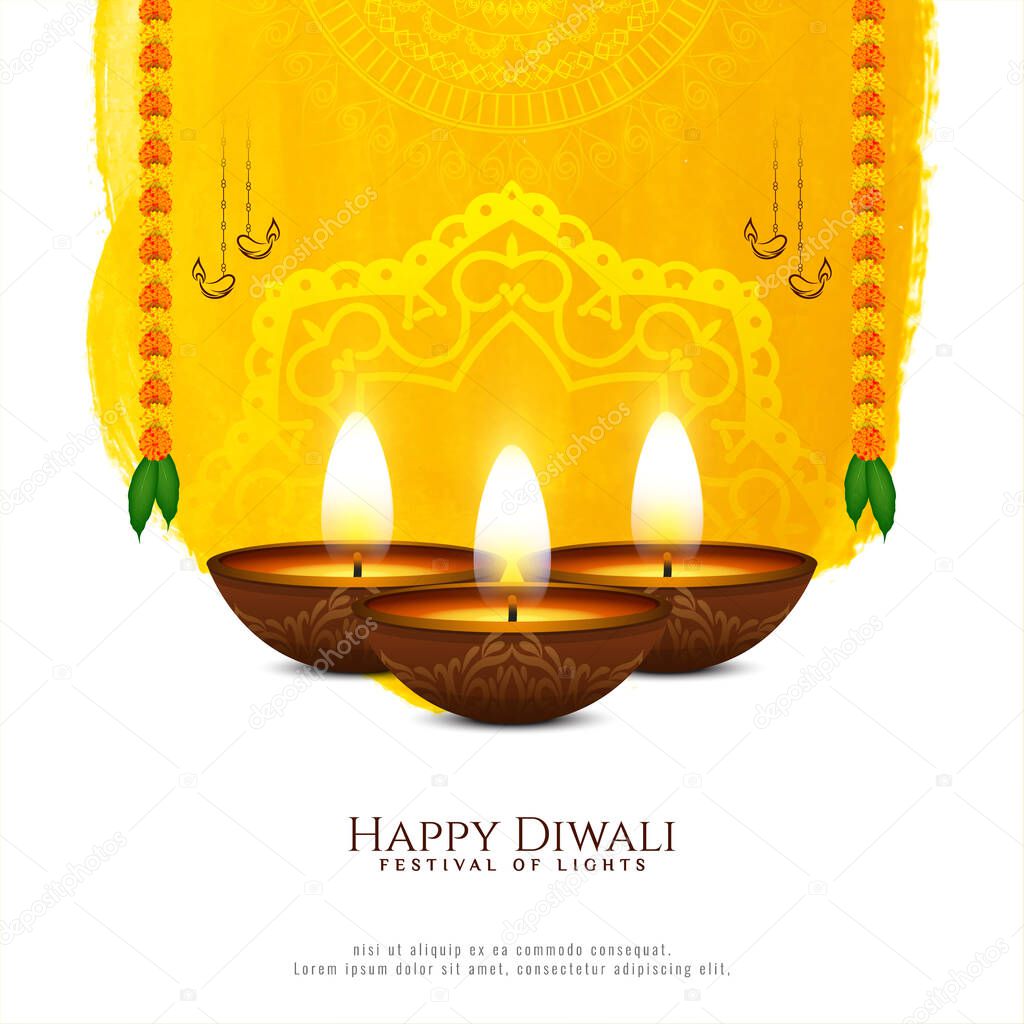 Awesome elegant Happy Diwali festival background with lamps vector