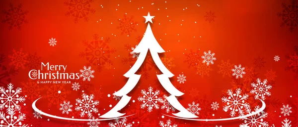 Sim Ağacı Vektörlü Mutlu Noeller Bayrağı Tasarımı — Stok Vektör