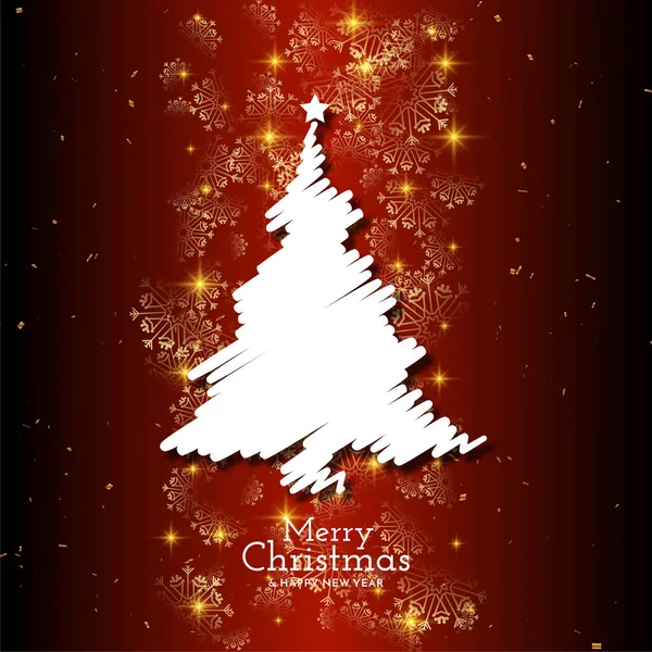 Merry Christmas Festival Background Tree Snowflakes Vector — Stock Vector