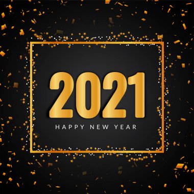Mutlu yıllar 2021 altın metin arkaplan vektörü