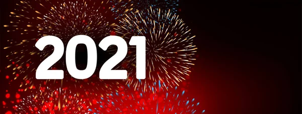 Bonne Année 2021 Dessin Bannière Feu Artifice Vecteur — Image vectorielle