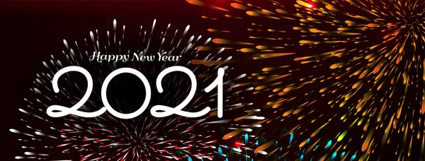 Bei Fuochi Artificio Felice Anno Nuovo 2021 Banner Design Vector — Vettoriale Stock