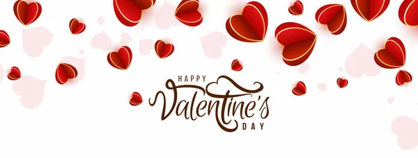 Design Banner Feliz Dia Dos Namorados Com Adorável Vetor Corações — Vetor de Stock