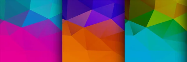 Набор Трех Разноцветных Многоугольных Векторов Фона — стоковый вектор
