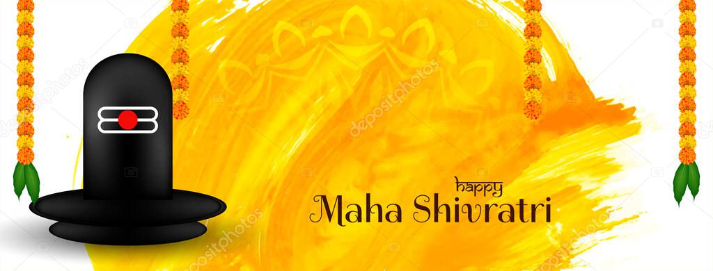 Maha shivratri bright banner with shiv linga design vector