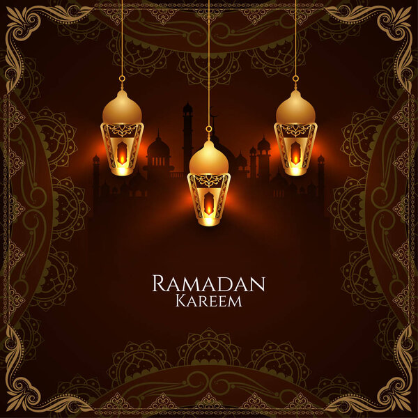 Stylish Glowing Lanterns Ramadan Kareem Festival Card Vector Royalty Free Stock Illustrations