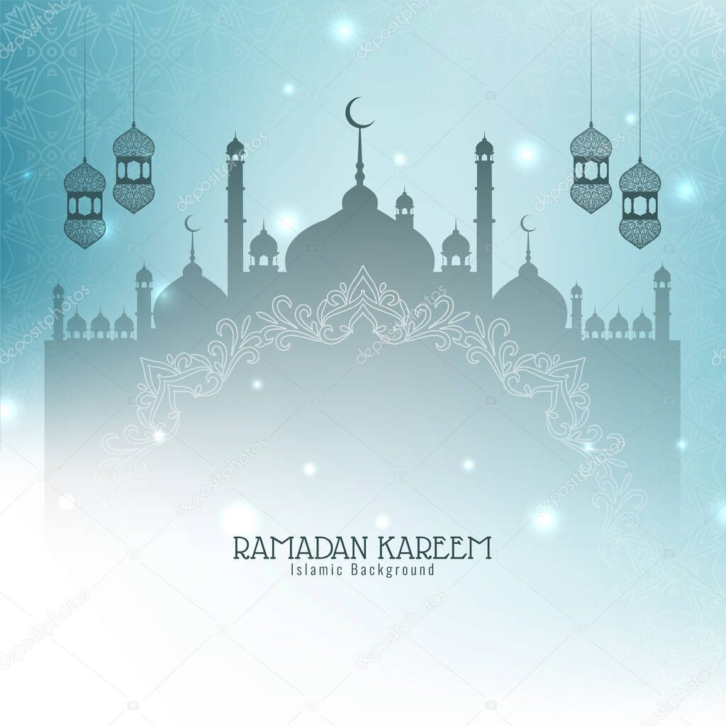 Soft blue Islamic Ramadan Kareem festival background vector