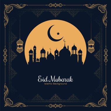 Mübarek bayramı festivali İslami stil çerçeve cami arkaplan vektörü