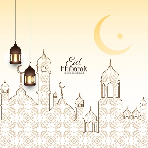 Elegant Eid Mubarak Festival Bakgrund Med Moské Design Vektor — Stock vektor