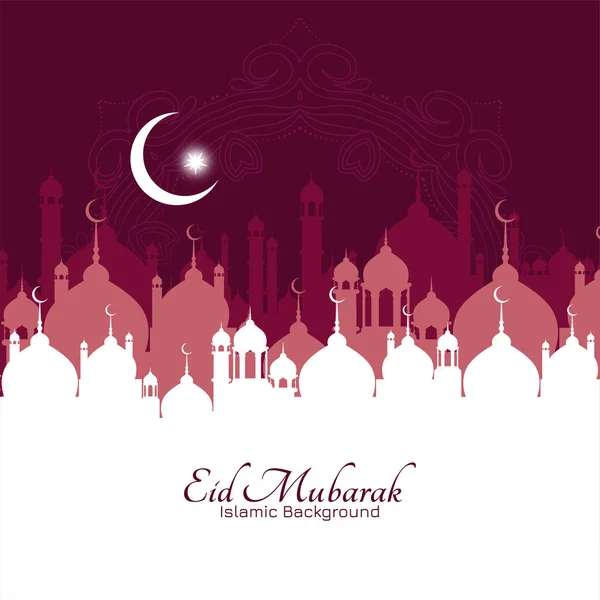 Tradicional Islâmico Eid Mubarak Festival Mesquita Fundo Vetor —  Vetores de Stock