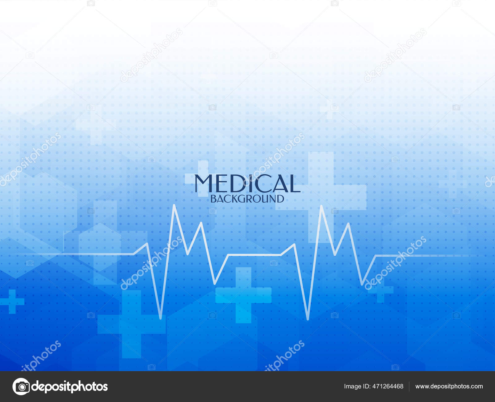 Abstract Blue Color Medical Background Heartbeat Line Vector Stock
