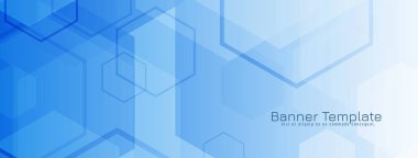 Modern mavi geometrik altıgen sancak tasarım vektörünü şekillendirir