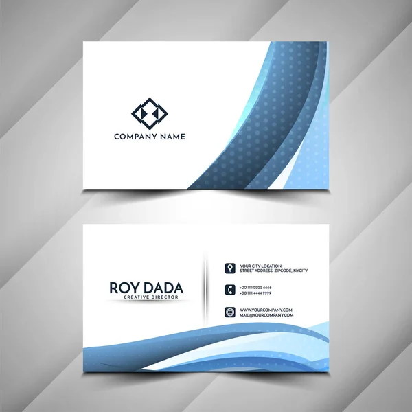 Σύγχρονη Μπλε Κύμα Επιχειρηματική Κάρτα Σχεδιασμό Διάνυσμα — Διανυσματικό Αρχείο