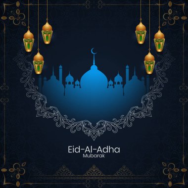 Altın fenerler Kurban Bayramı Mübarek cami arka plan vektörü