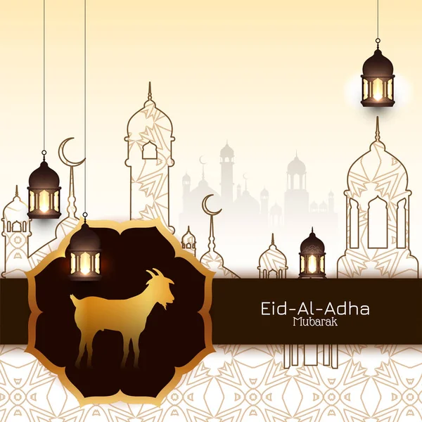 Eid Adha Mubarak Islamisk Festival Fest Moské Bakgrund Vektor — Stock vektor