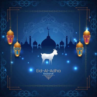 Mavi renk Kurban Bayramı Mübarek dini Bakrid festivali arka plan vektörü