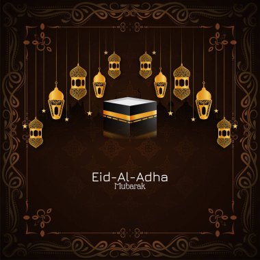 Kurban Bayramı Mübarek altın fenerler İslami arka plan vektörü