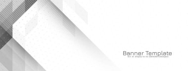 Parlak geometrik gri ve beyaz trend bayrak tasarım vektörü