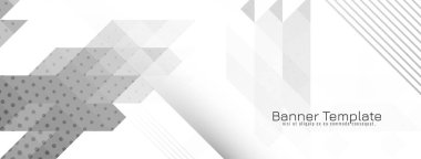 Parlak geometrik gri ve beyaz trend bayrak tasarım vektörü
