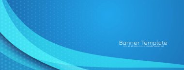 Modern dekoratif mavi dalga stili tasarım afiş şablonu vektörü