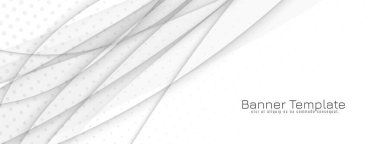 Soyut gri ve beyaz stil dalgalı pankart tasarım vektörü