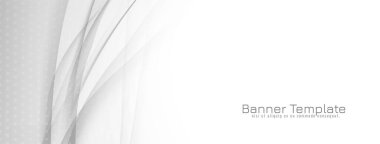 Dekoratif gri ve beyaz dalga tarzı pankart tasarım vektörü