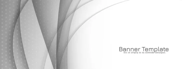 装飾グレーと白の波のスタイルのバナーデザインベクトル — ストックベクタ