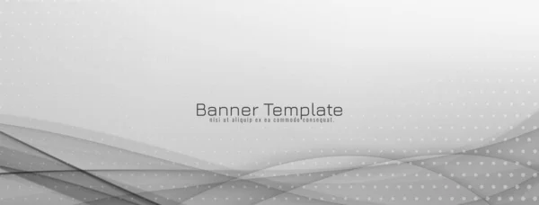 Decorative Gray White Wave Style Banner Design Vector — Stock Vector