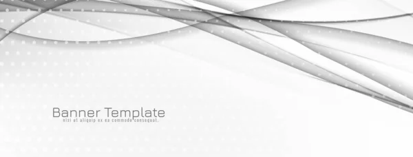 Μοντέρνο Κομψό Γκρι Και Λευκό Κυματιστό Διάνυσμα Σχεδιασμού Banner — Διανυσματικό Αρχείο