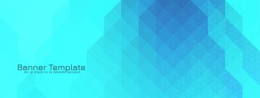 Mavi renkli geometrik üçgen mozaik desenli bayrak tasarım vektörü